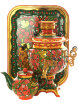 Набор самовар электрический 3 литра с художественной росписью "Клубника на зеленом фоне(рыжая)", арт. 121081 фото 1 — Samogon-sam.ru