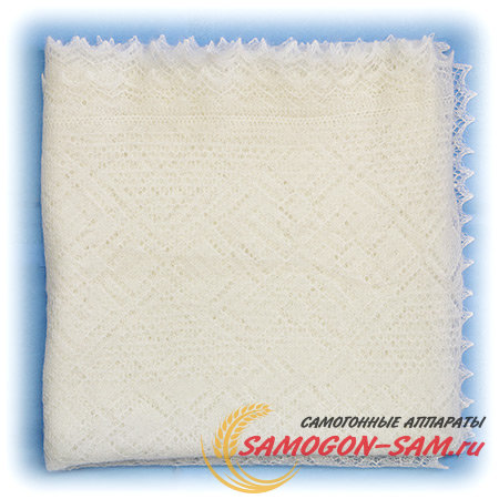 Оренбургский пуховый платок, белый, арт. А 150-02 фото 1 — Samogon-sam.ru